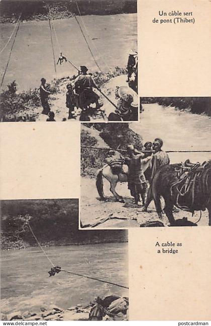Tibet - A cable serves as a bridge - Publ. Missions Étrangères de Paris (Foreign Missions of Paris, France)