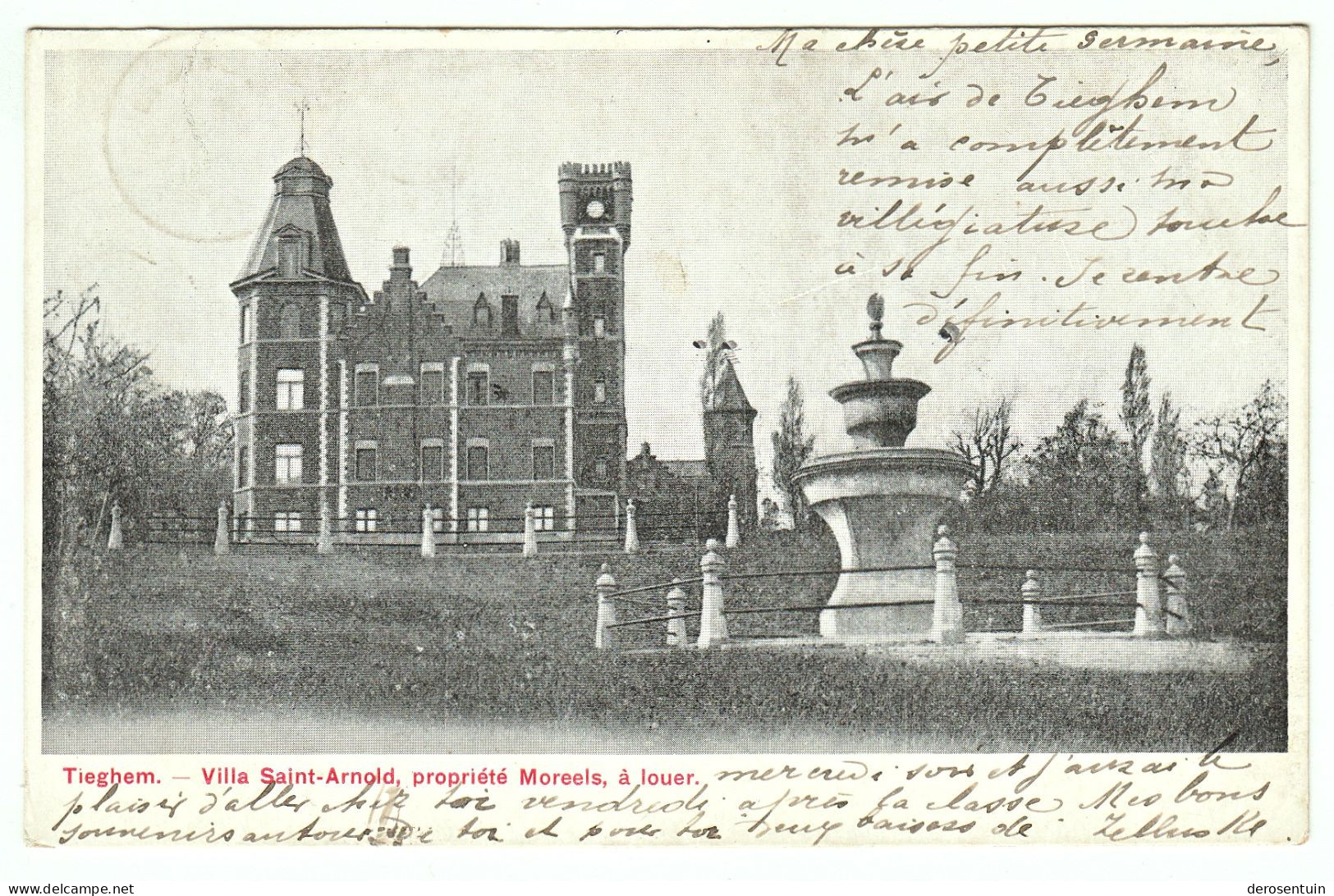 Tieghem. - Villa Saint-Arnold, propriété Moreels, à louer [Anzegem Sint St. Arnoldus Vital Arnolduspark Tiegem te huur]