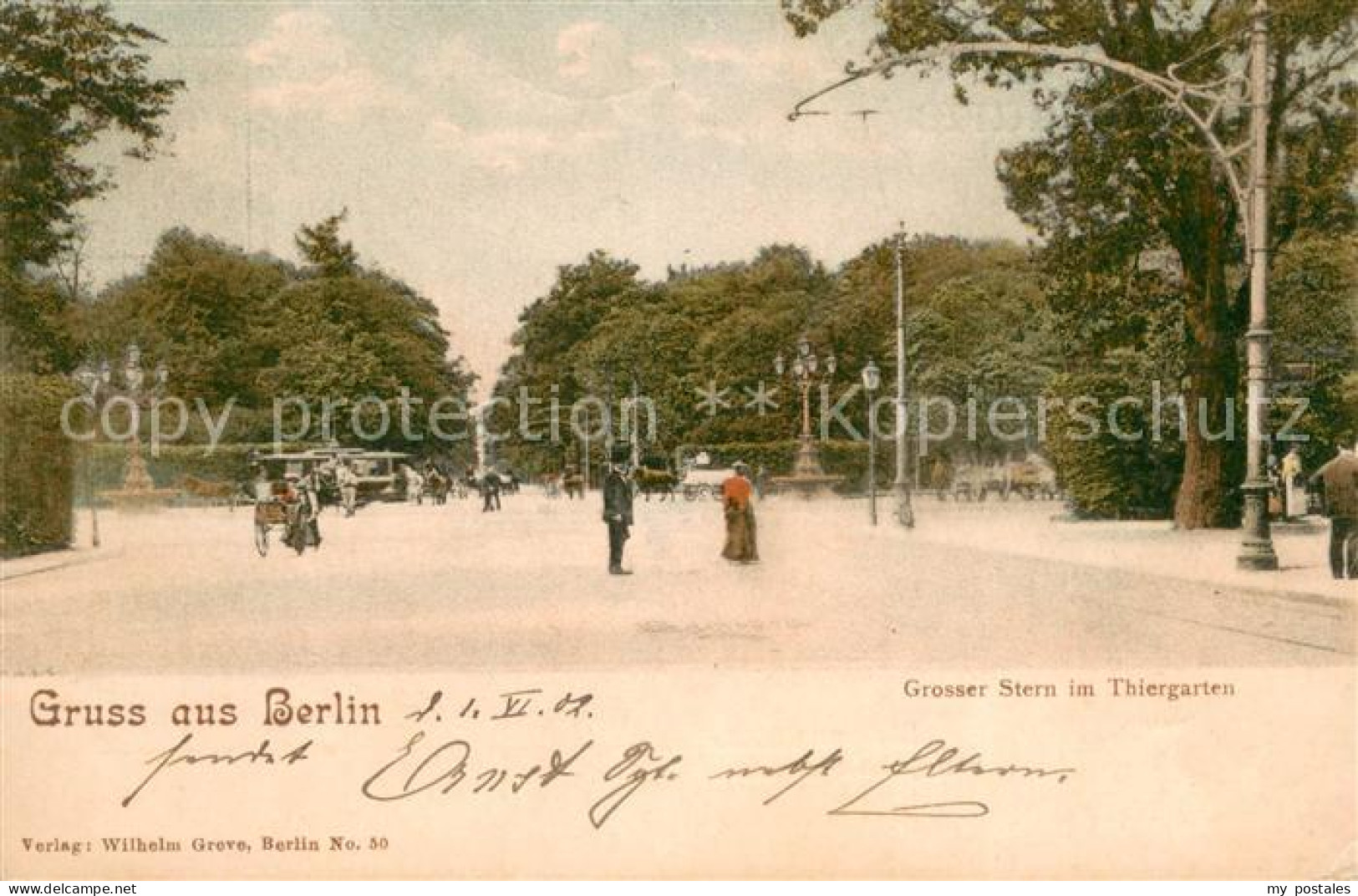 Tiergarten Berlin Grosser Stern im Tiergarten Litho-Postkarte