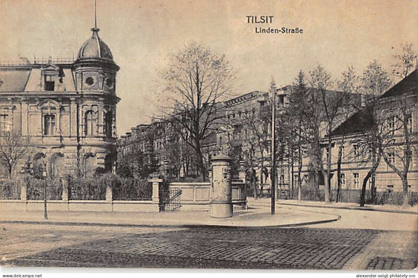 Tilsit (Sowetsk, Kaliningrad) - Lindenstrasse, 1919. Mit Ortsstempel "TILSIT...