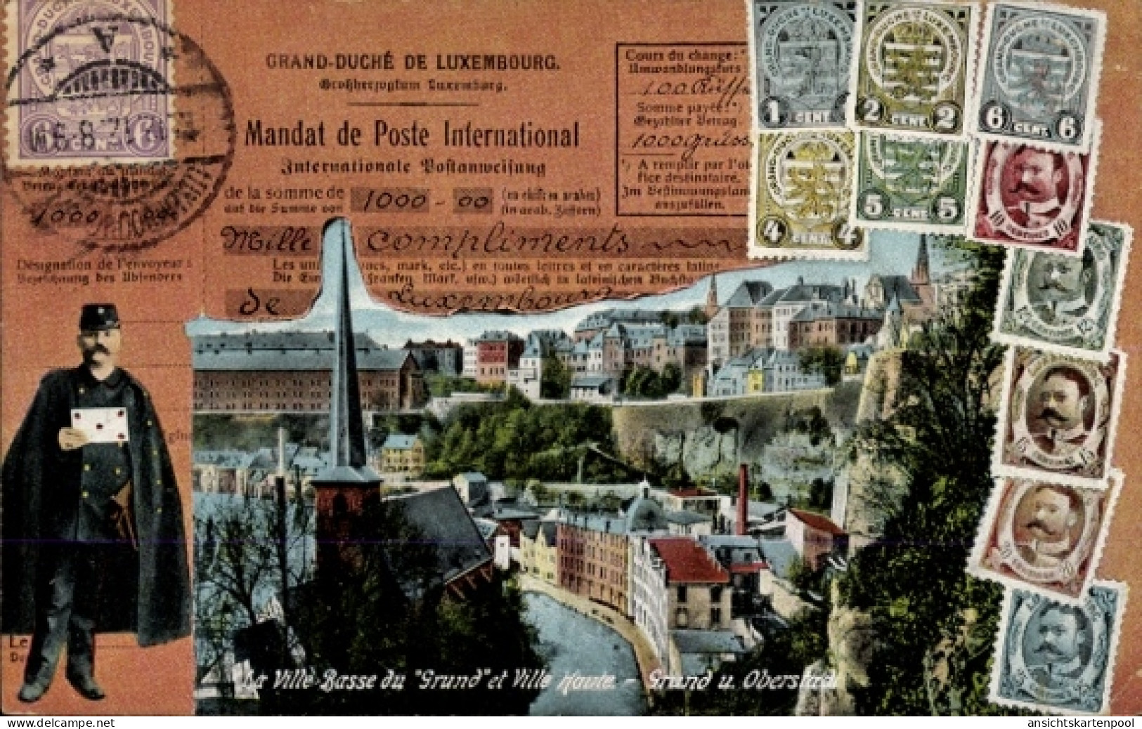 Timbres CPA Luxemburg Stadt, Ville Basse, Grund, Ville Haute