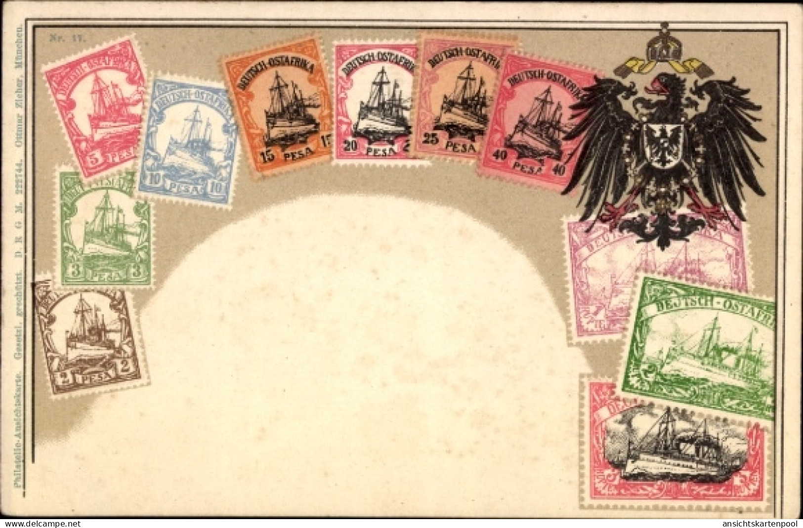 Timbres Gaufré CPA Deutsch Ostafrika Tansania, Blason
