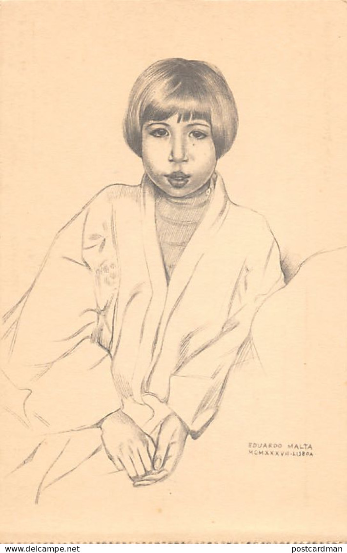 TIMOR - Eugénia, mixed-race Timorese woman, after a drawing by Eduardo Malta for the Portuguese Empire Pavilion at the I
