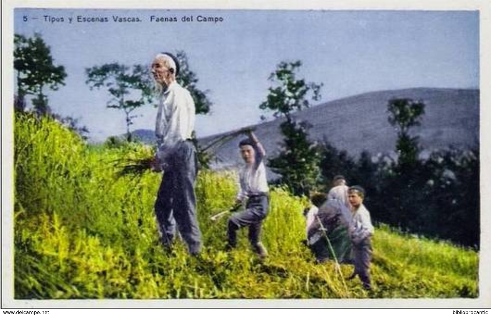 TIPOS Y ESCENAS VASCAS - FAENAS DEL CAMPO  + PUB al réverso / casa PEDRO MARI, RESTAURANTE