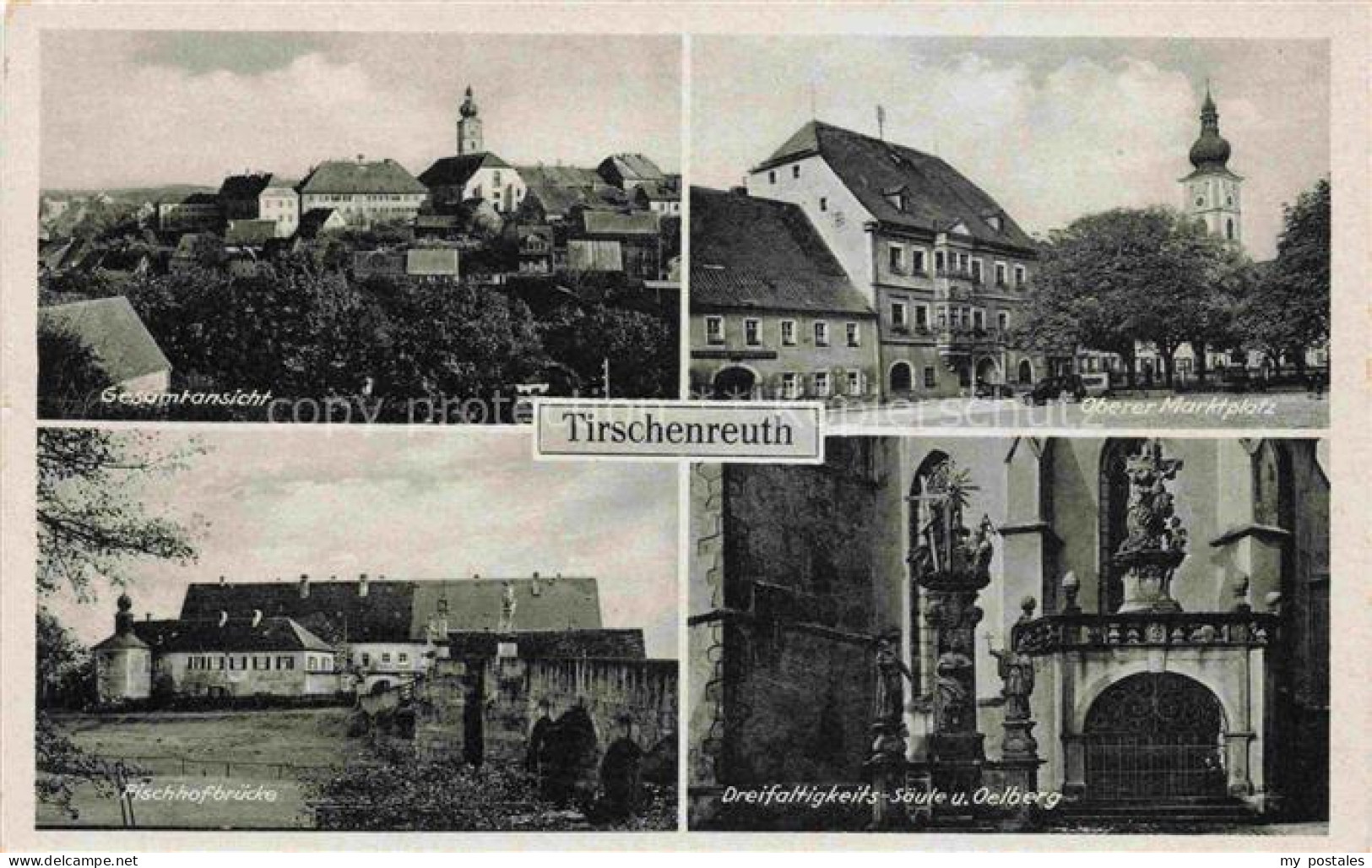 Tirschenreuth Gesamt Oberer Marktplatz Fischhofbruecke Dreifaltigkeitssaeule und