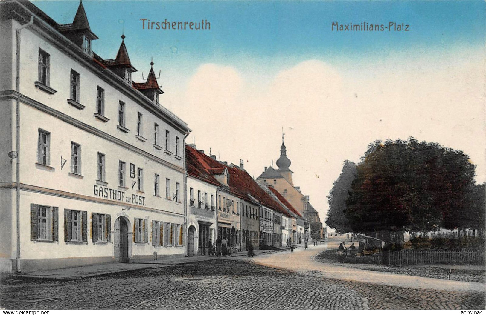 Tirschenreuth Maximilians Platz Gasthof zur Post Postkarte