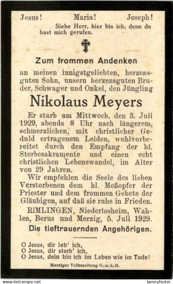 Todesanzeige - Rimlingen