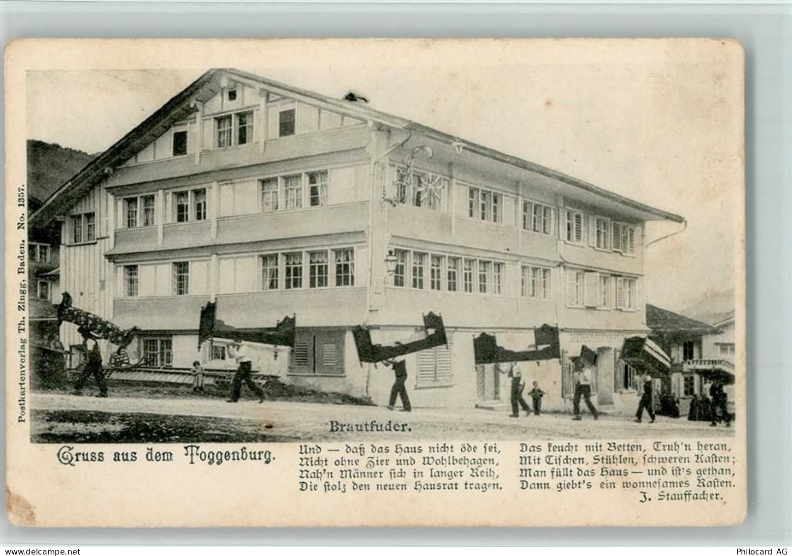 Toggenburg - Brautfuder Männer tragen Betten Gedicht J. Stauffacher - 13112953