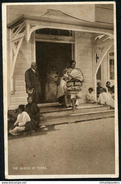 Tonga postcard, Queen of Tonga, unused postcard, toned card, scarce