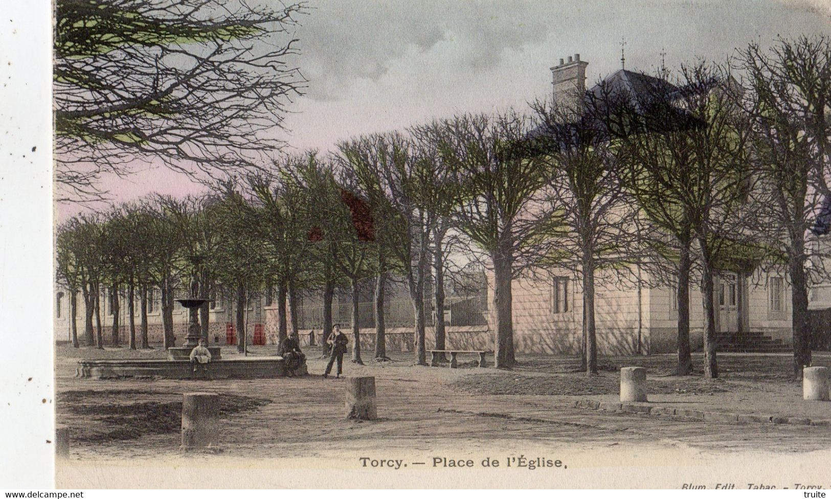 TORCY PLACE DE L'EGLISE ( CARTE COLORISEE )