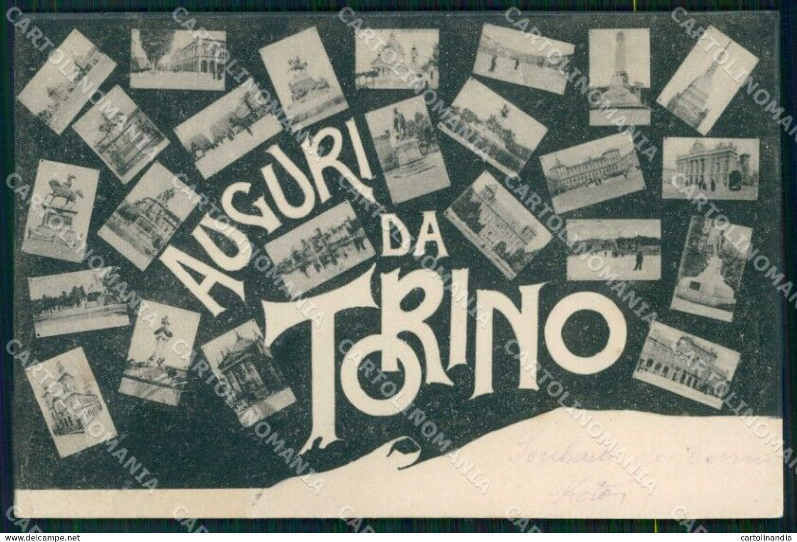 Torino Città Auguri da Piazze Monumenti SCOLLATA cartolina MZ6618