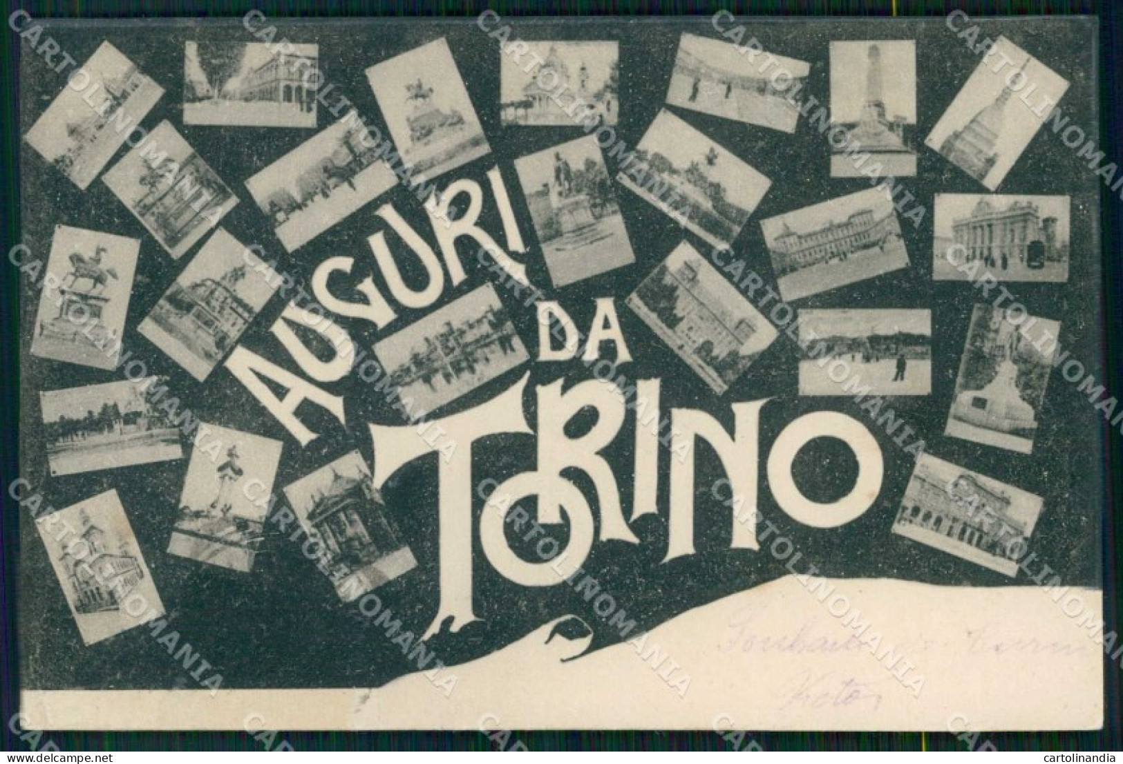 Torino Città Auguri da Piazze Monumenti SCOLLATA cartolina MZ6618