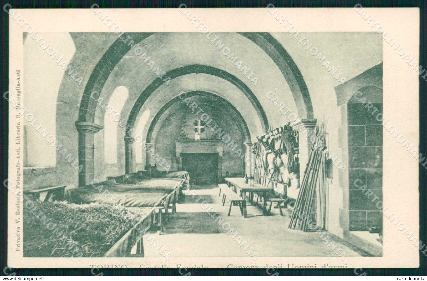 Torino Città Castello Feudale Camera Uomini d'Armi cartolina MZ8905