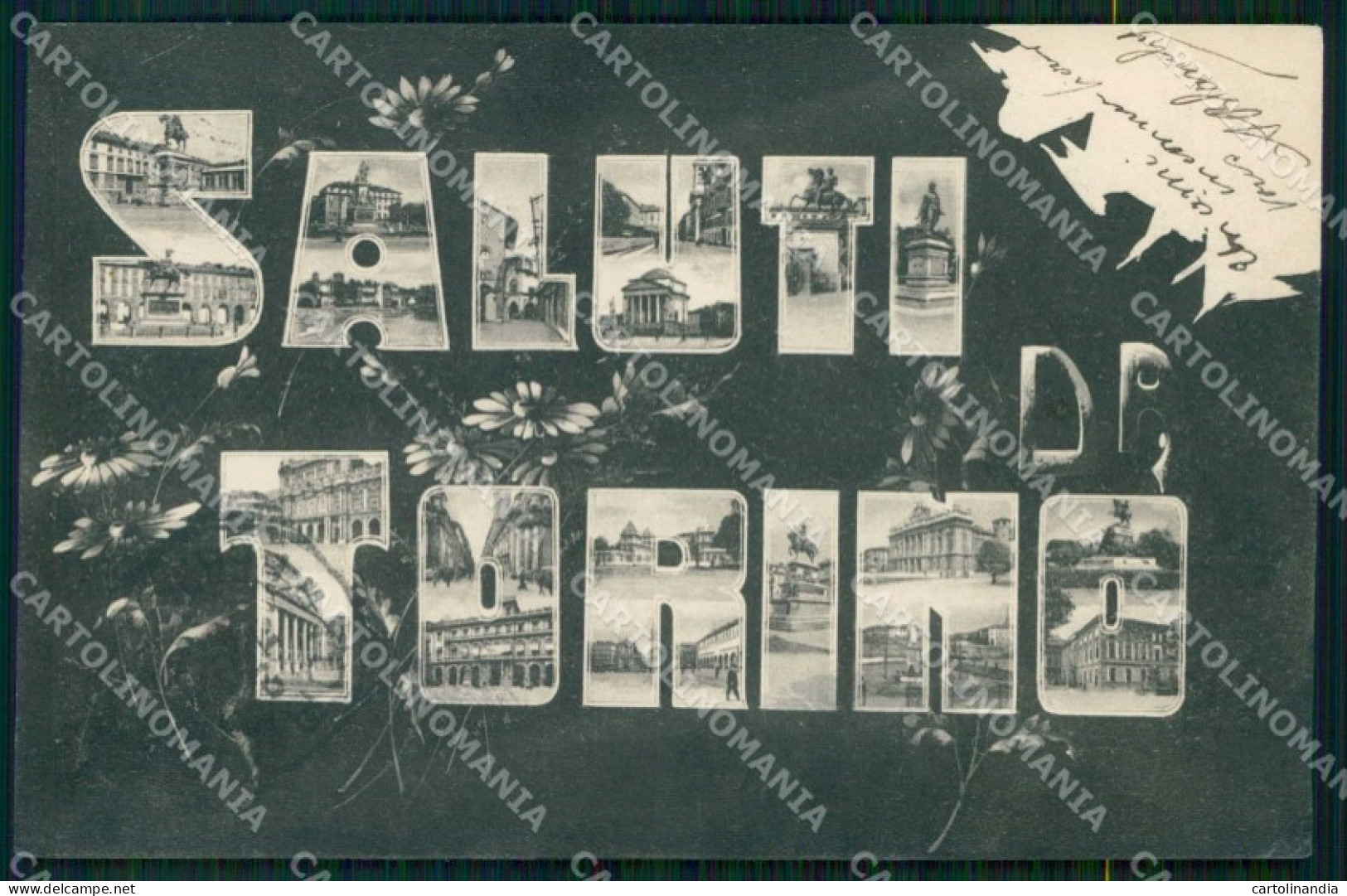 Torino Città Saluti da Piazze Monumenti cartolina MZ6616