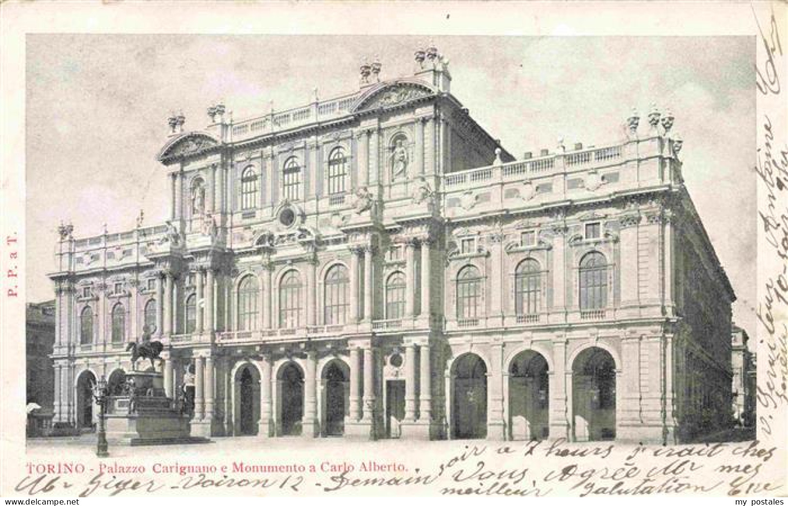 TORINO Turin IT Palazzo Carignano e Monumento a Carlo Alberto