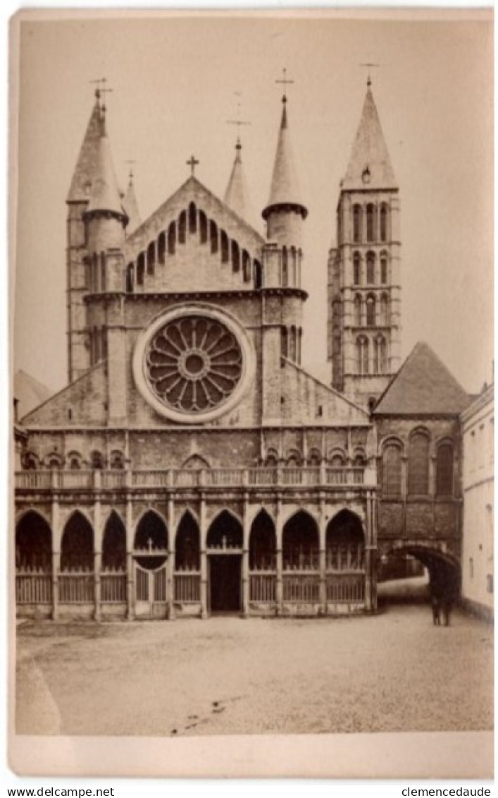 TOURNAI - DOORNIK PHOTOGRAPHIE SUR CARTON 11 x 16,5 CM - CATHEDRALE NOTRE DAME DE TOURNAI