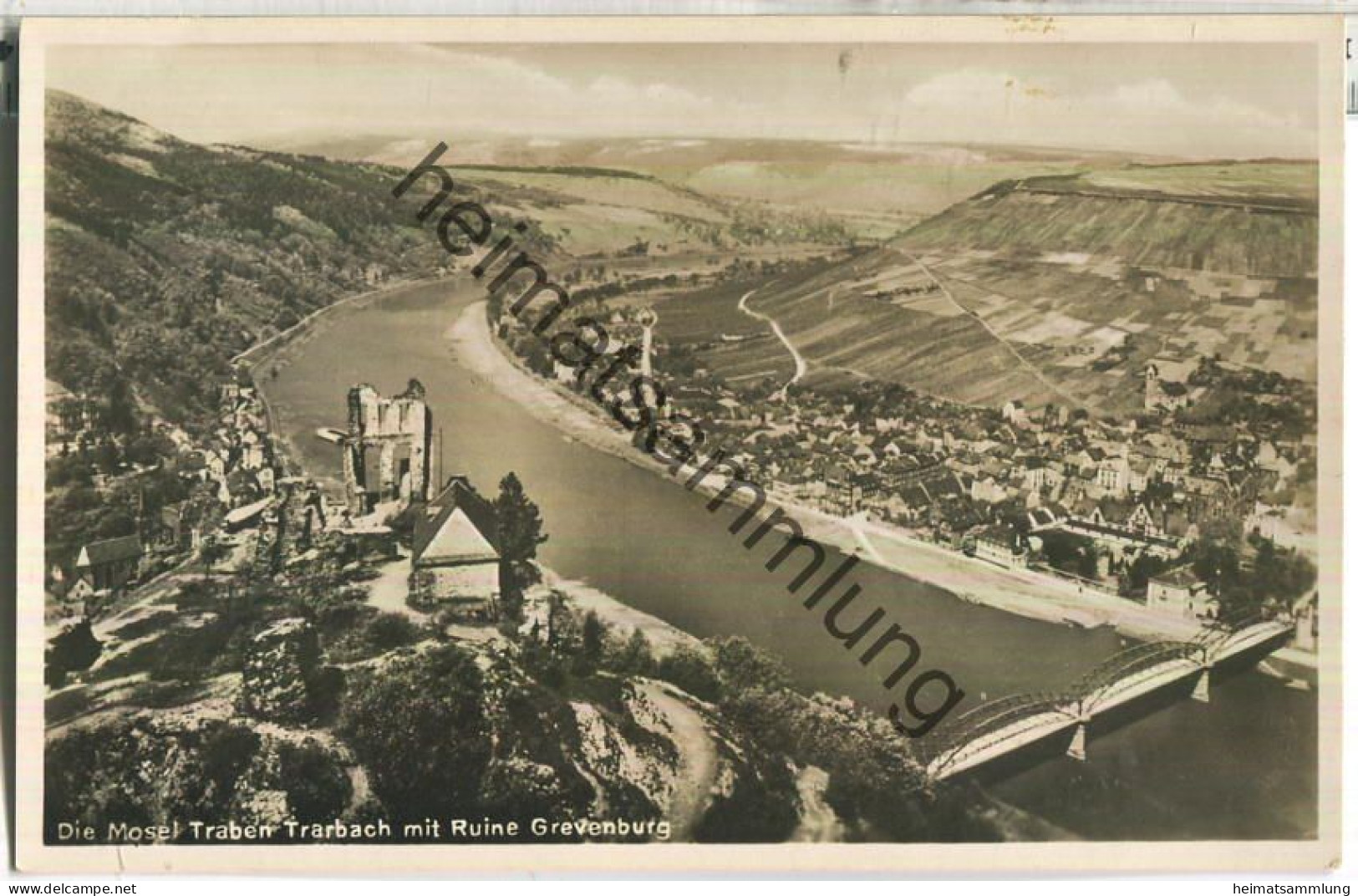 Traben-Trarbach mit Ruine Grevenburg - Foto-Ansichtskarte - Verlag W. Höffner Traben-Trarbach