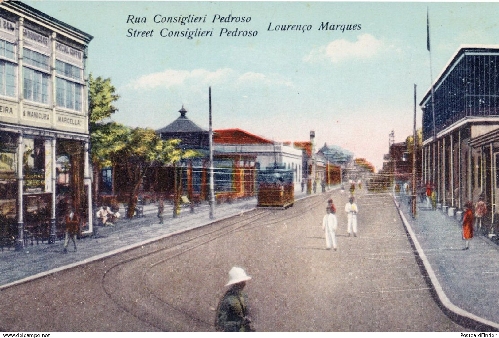 Tram Transport At Rua Consiglieri Pedrosa Mozambique Old Postcard
