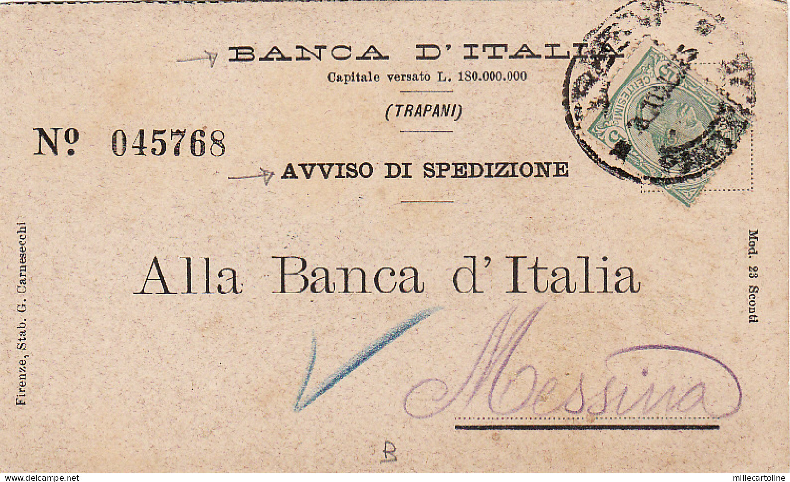 #TRAPANI: testatina-  BANCA D'ITALIA