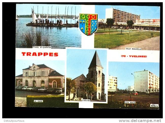 TRAPPES Yvelines 78 : etang st quentin ville nouvelle la gare ferroviaire sncf l'église cité macé