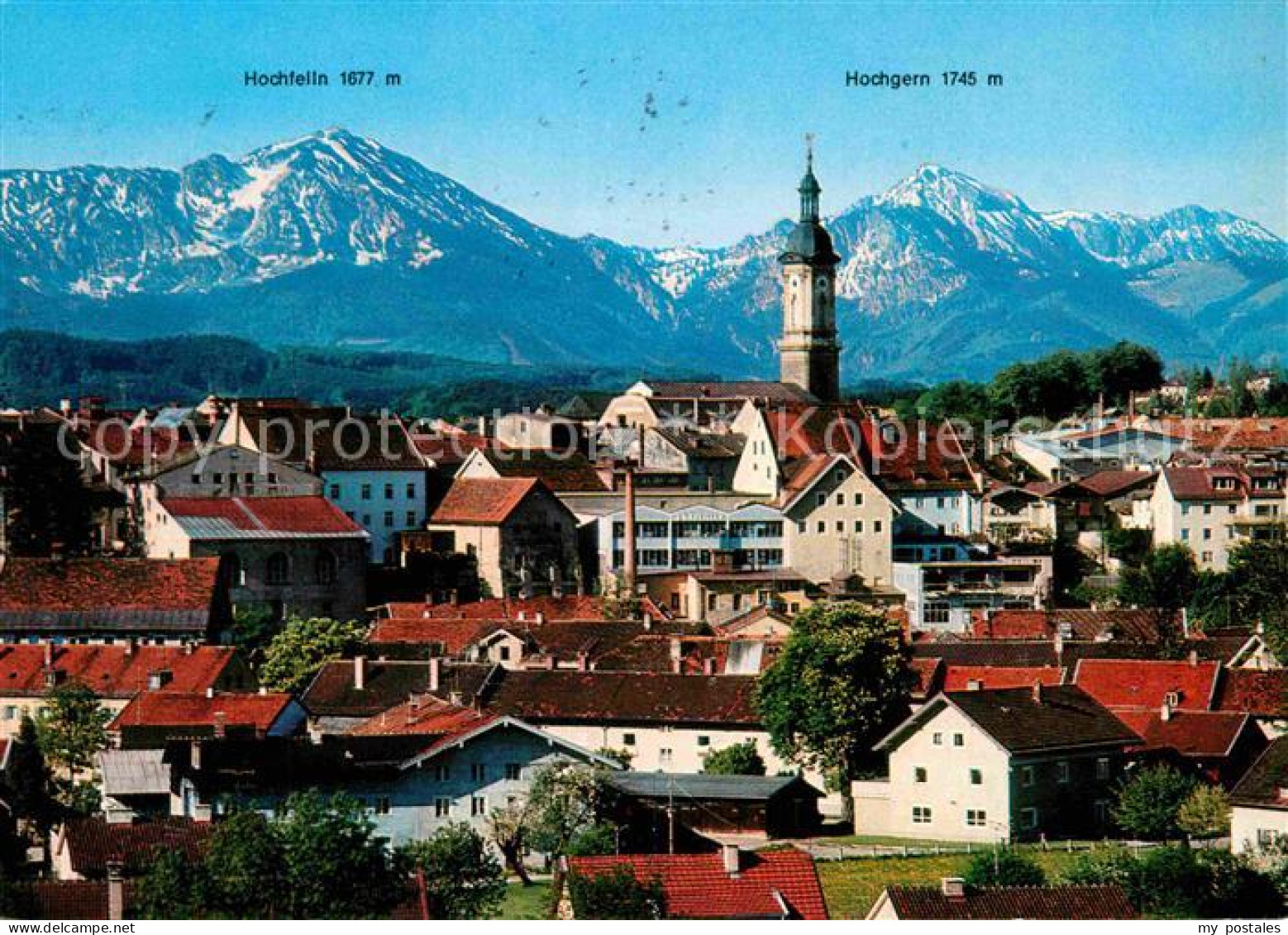 Traunstein Oberbayern Chiemgauer Alpen Hochfelln Hochgern Kirche Ortsansicht
