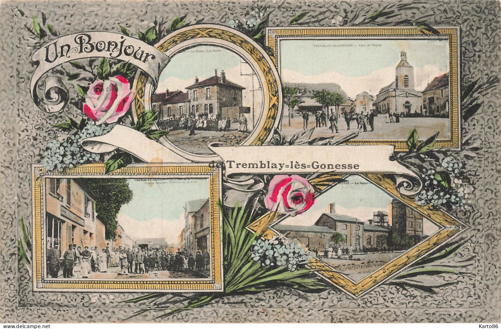 tremblay les gonesse , tremblay en france * CPA souvenir de la ville , un bonjour !