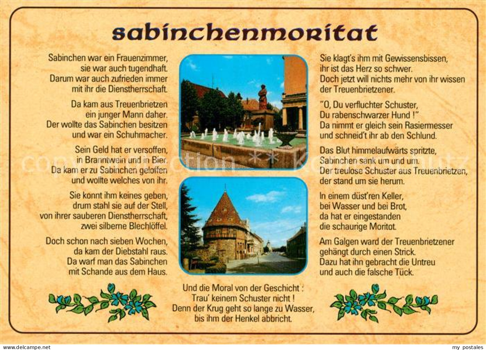 Treuenbrietzen Sabinchenmoritat Sabinchenbrunnen Heimatmuseum