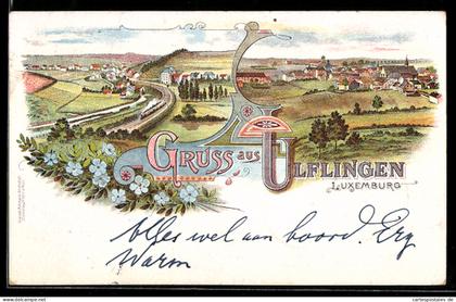 Lithographie Ulflingen, Totalansichten aus unterschiedlichen Perspektiven