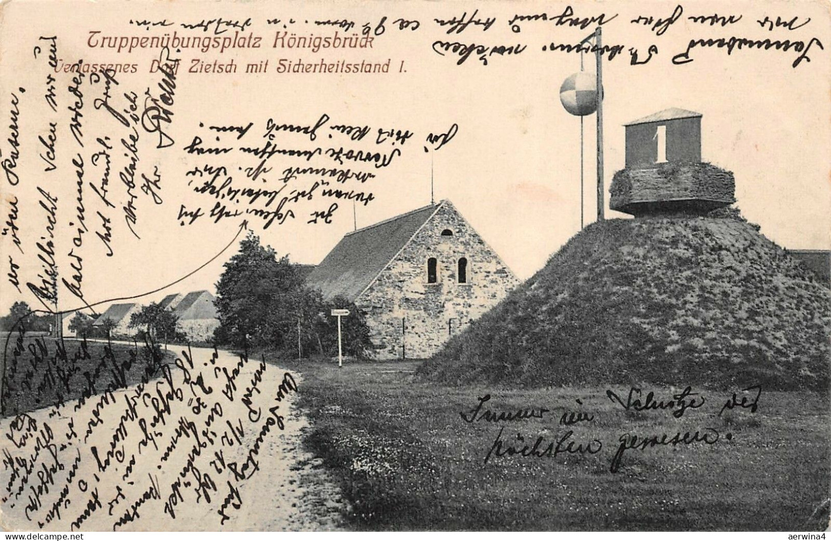 Truppenübungsplatz Königsbrück Verlassenes Dorf Zietsch Postkarte AK