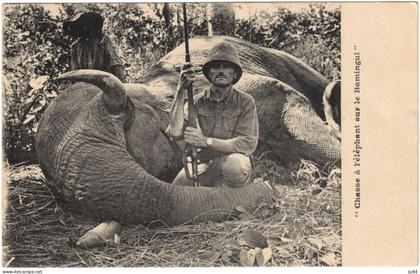 Afrique - Tchad - Ouadaï - Chasse à l'éléphant sur le Bamingui - 5e Compagnie du Régiment d'Artillerie du Tchad