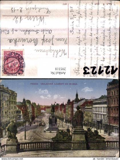 295318,Prag Praha Vaclavske namesti od musea Straßenansicht Denkmal