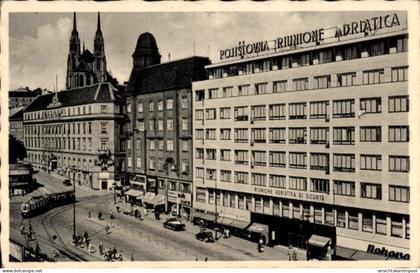 CPA Brno Brünn Südmähren, Riunione Adriatica di Sicurta, Bahnhofplatz, Straßenbahn