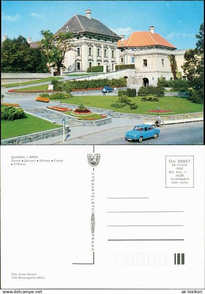 Postcard Austerlitz Slavkov u Brna Zámek/Schloss mit Straße 1980