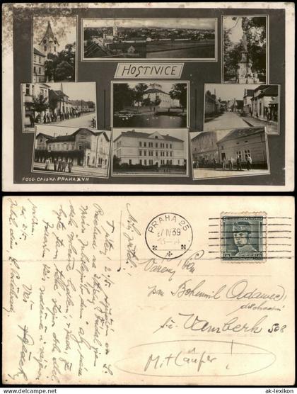 Postcard Hostivice Straßen Plätze Gebäude - Mehrbild 1939