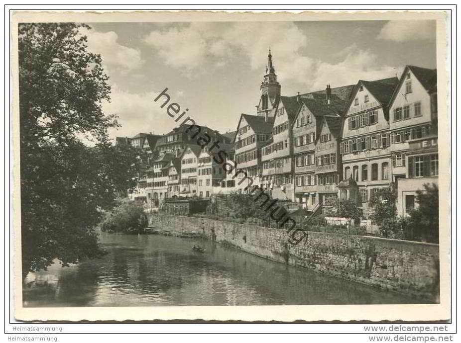 Tübingen - Blick von der Eberhardbrücke neckaraufwärts - Foto-AK Grossformat