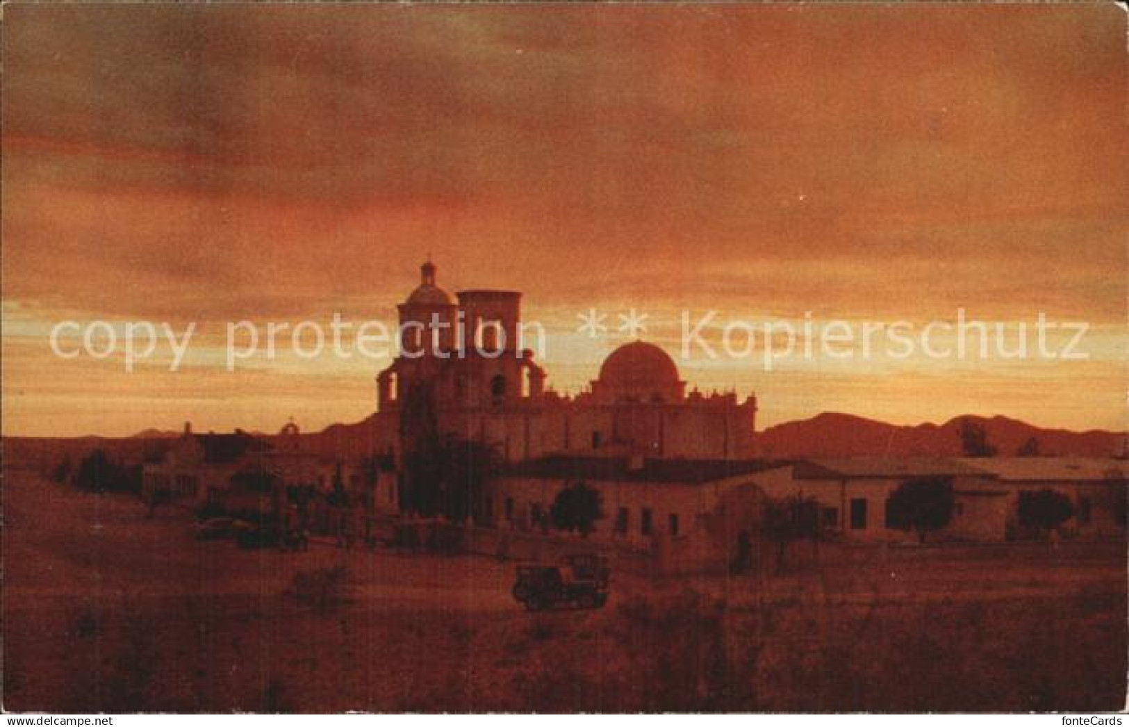 Tucson San Xavier Mission at sunset