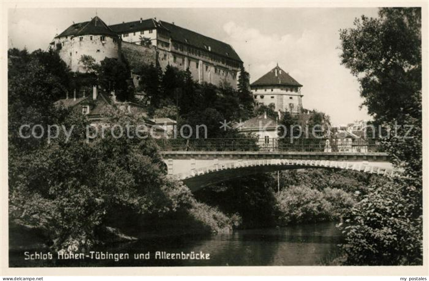 TueBINGEN BW Schloss Hohen Tuebingen und Alleenbruecke