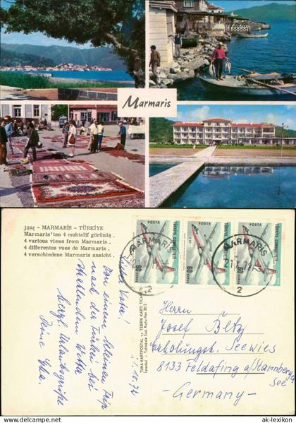 Türkei (allgemein) Mehrbildkarte Marmaris: Hafen, Hotel und Straßenszenen 1972