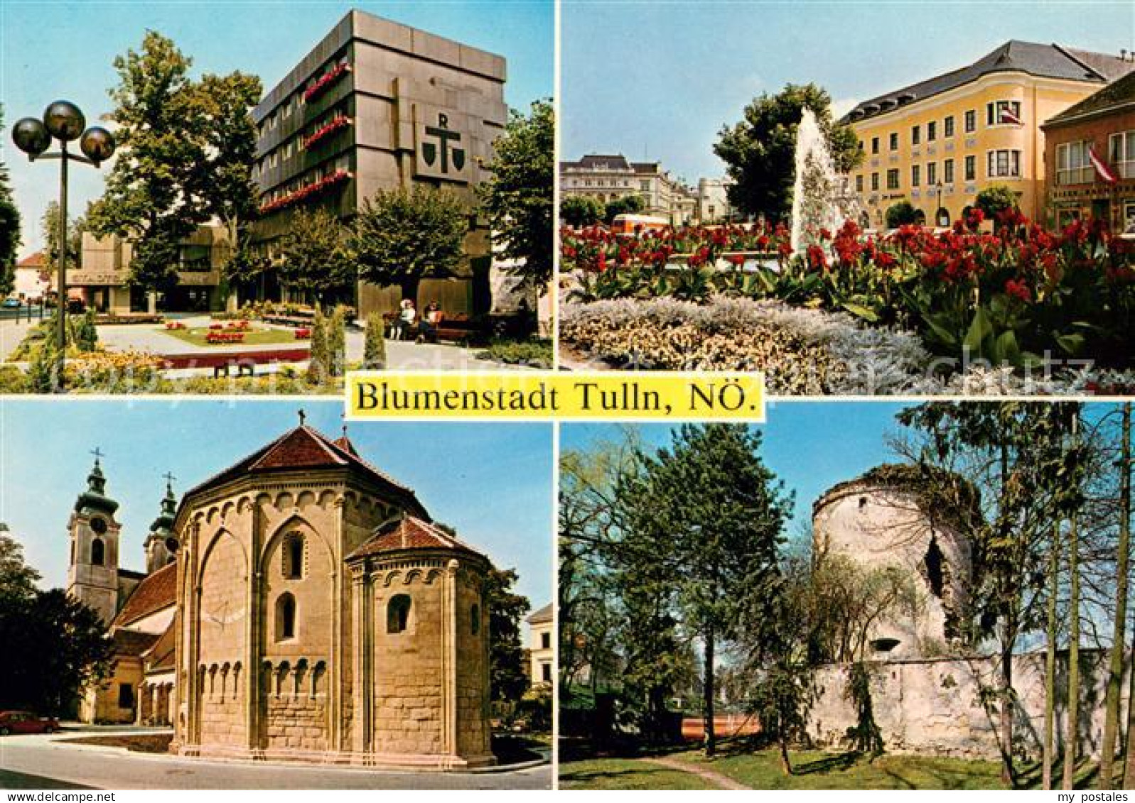 Tulln Donau Rathaus Hauptplatz Kirche mit Karner Stadtturm Stadtmauer
