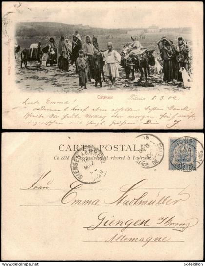 Postcard Tunesien Tunesien Tunesia Caravane Typen 1902