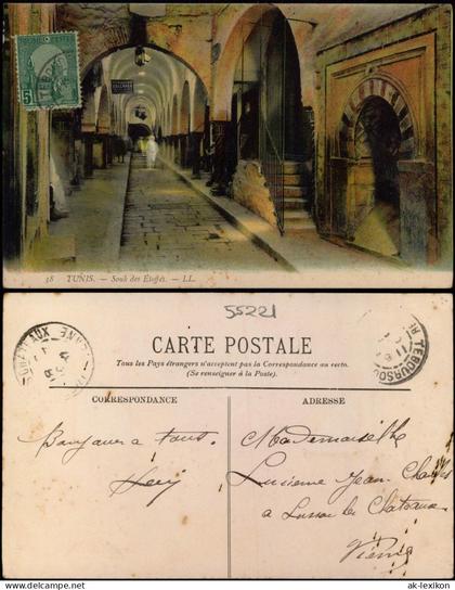 Postcard Tunis تونس Souk des Etoffes. 1907   Tunesien Tunesia