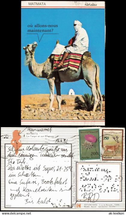 Tunesien MATMATA Le Targui et son Chameau, Einheimischer auf Kamel 1990