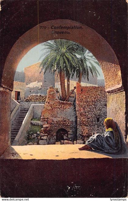A938 Tunisia Contemplation Ensueno Child vintage postcard