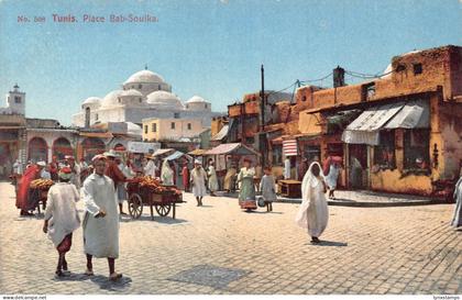 Tunisia Tunis Place Bab Souika Market vintage postcard