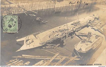 Tunisie - BIZERTE - Le sous-marin Farfadet coulé - CARTE PHOTO - Ed. P. Laurent