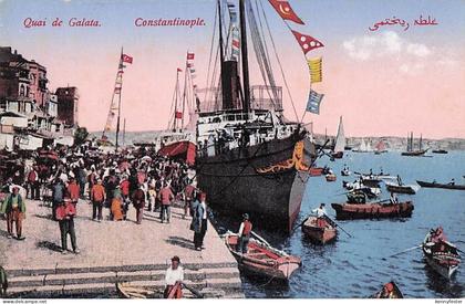 Vintage-Postkarte Konstantinopel Türkei Galata Quai Hafenpromenade