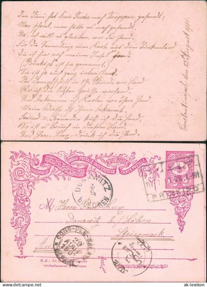 Türkei Turkey Künstlerische Ganzsache 1901  div Stempel gel. n. Donawitz Leoben