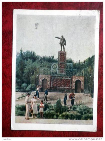 Ashkhabad, Ashabad - Monument to Lenin at Lenin Square - stamped, sent to Estonia - 1957 - Turkmenistan - USSR - used