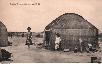 turkménistan - wagon turkmène - hutte de villageois - russie russia