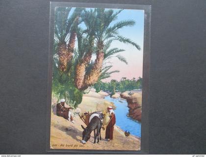 Türkei 1917 Marke mit 2 Aufdrucken! Nach Sarajevo KuK. Au Bord du lac. Esel. Einheimische! Lehnert & Landrock, Tunis.